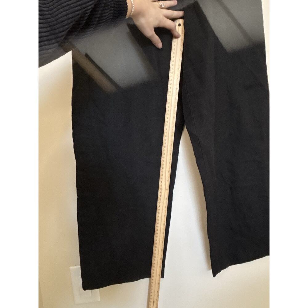 100% Linen Wide Leg Pants Women 14W Tall Black Comfort Quiet Luxury Lagenlook - Picture 10 of 12